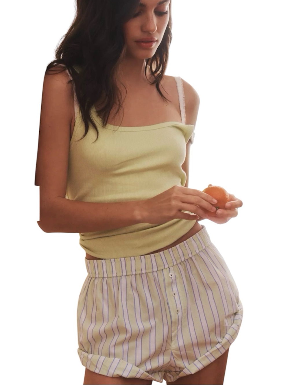 Anthropologie The Wren Boxer Shorts Yellow Striped Rolled Size Xl Cotton